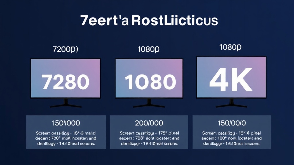 720p, 1080p, 4K 해상도의 픽셀 밀도와 화면 크기 차이를 시각적으로 비교한 도식화 이미지