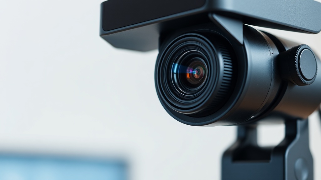 웹캠의 오토포커스 기능이 인물의 얼굴을 정확히 포착하고 주변 조명을 최적화하는 모습